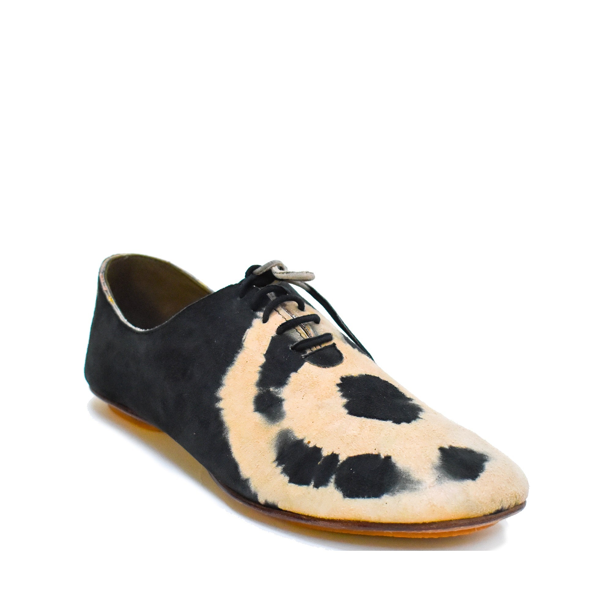 Meher Kakalia men's black beige tie-dye leather shoes
