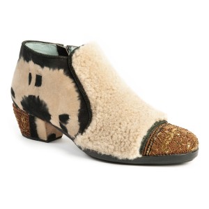 LIGETTI HEEL - shearling+td black beige/khaki