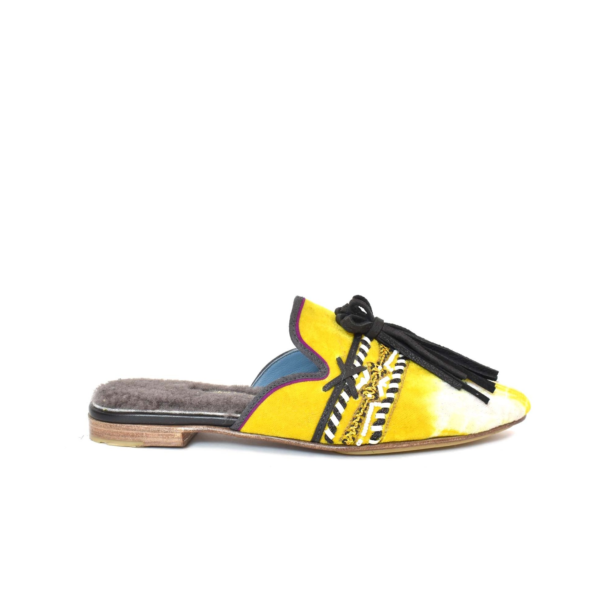 Meher Kakalia Meher Kakalia - ELU SLIPPER - velvet td yellow