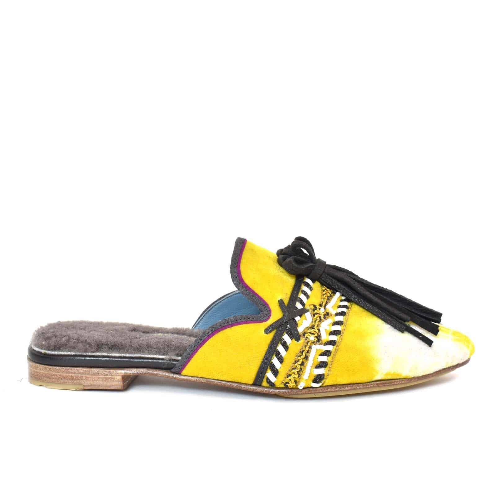 Meher Kakalia - ELU SLIPPER - velvet td yellow