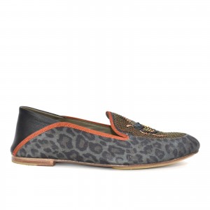 Meher Kakalia - Scarab Moccasin - leopard shadow/khaki