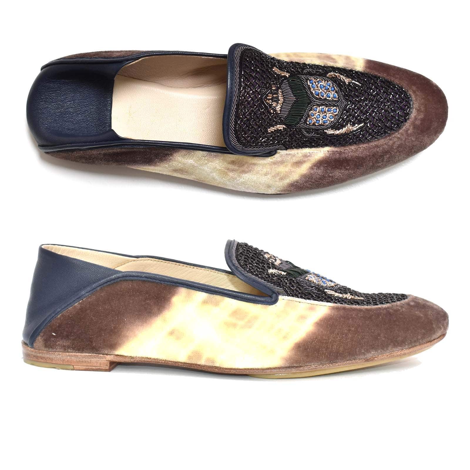 Meher Kakalia - SCARAB MOCCASIN - velvet td mouse/navy