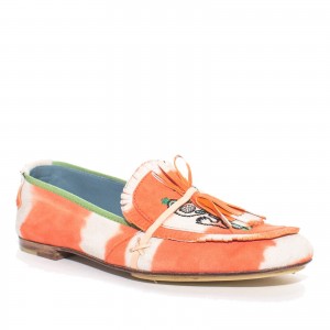 Totem embroidered leather tie-dye moccasin | Meher Kakalia