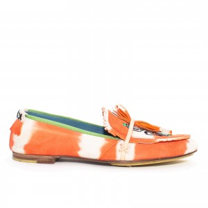 Totem embroidered leather tie-dye moccasin | Meher Kakalia