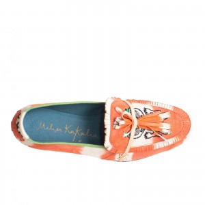 Totem embroidered leather tie-dye moccasin | Meher Kakalia