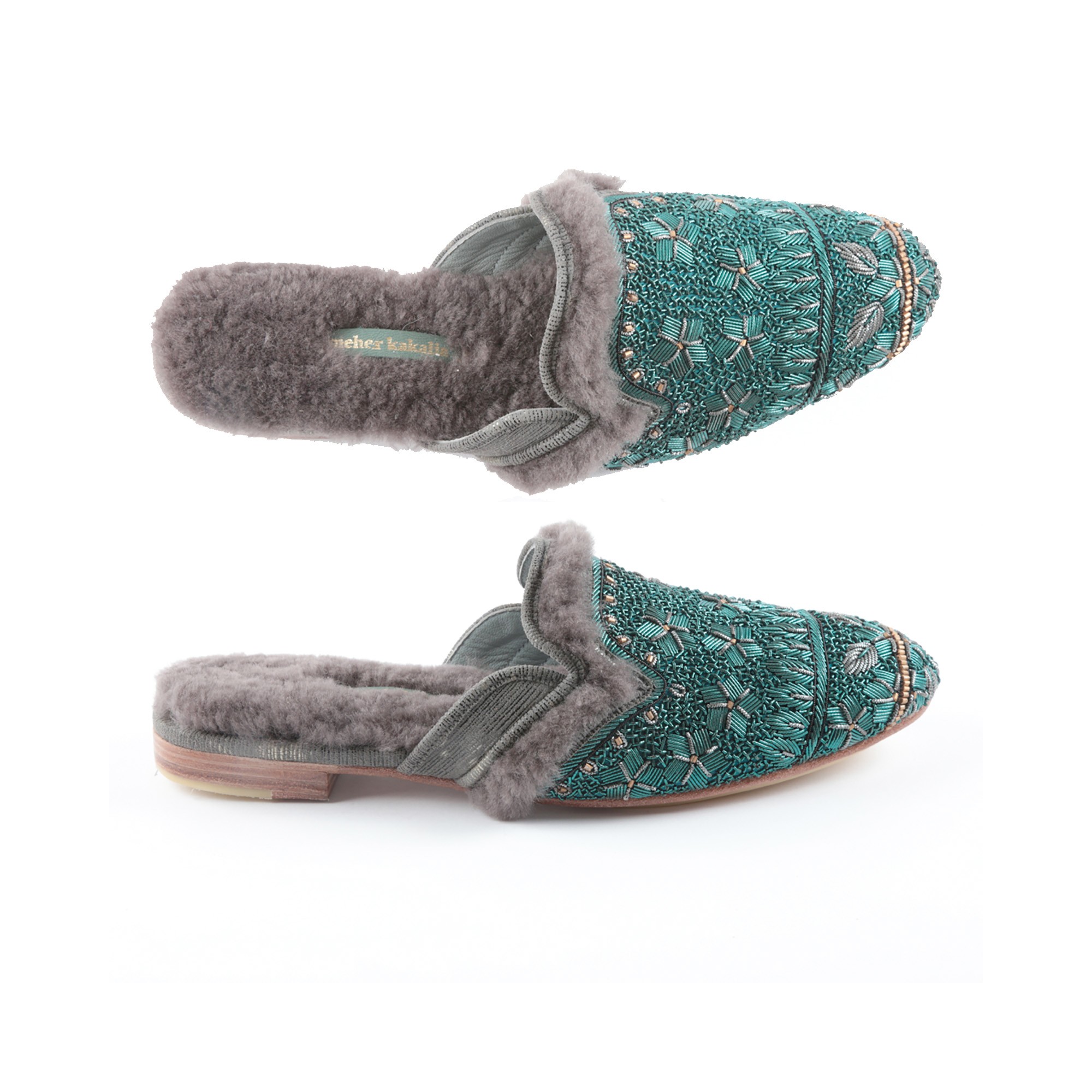 Meher Kakalia QUEEN PARATY SLIPPER - emerald