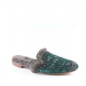 QUEEN PARATY SLIPPER - emerald