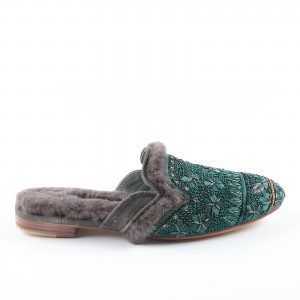 QUEEN PARATY SLIPPER - emerald