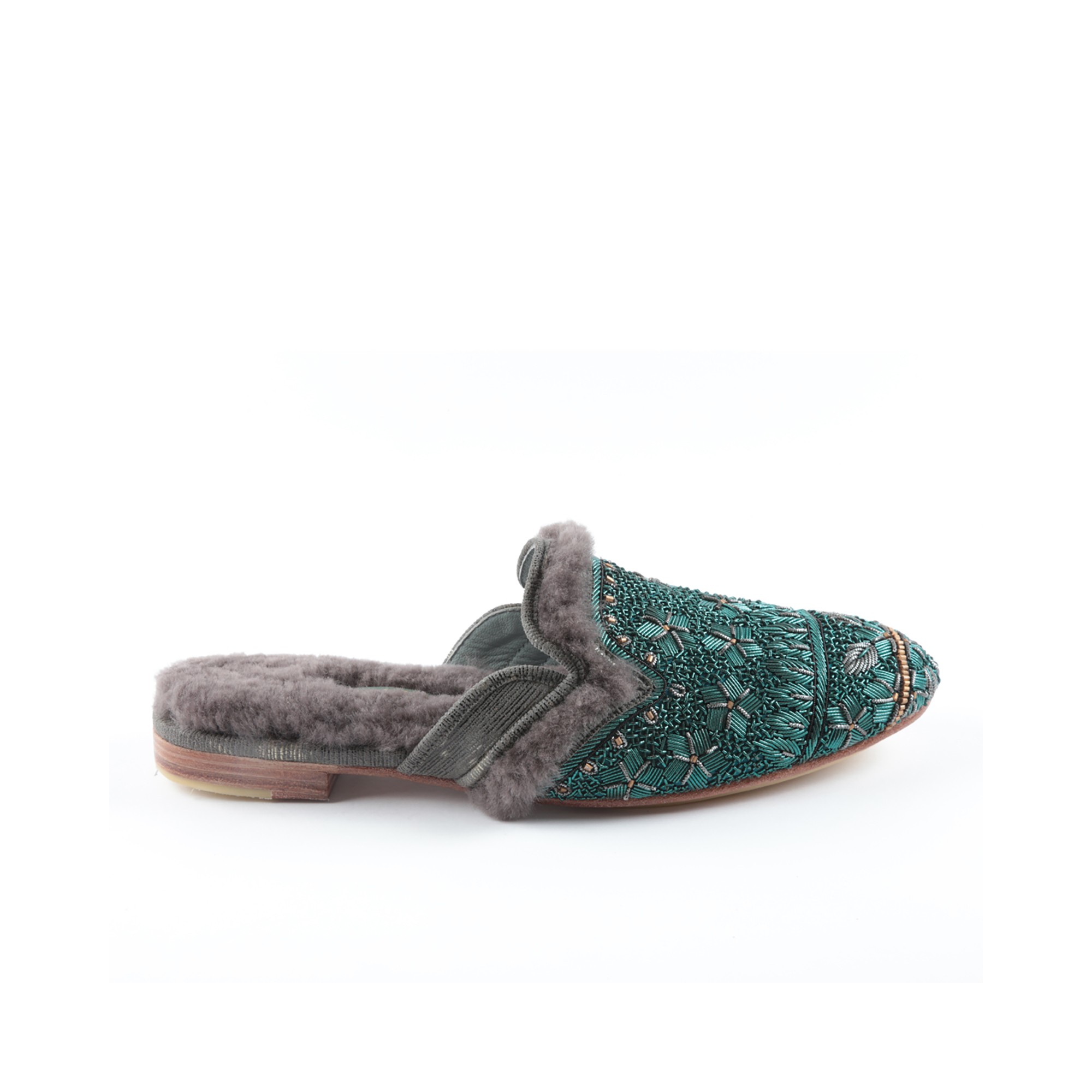 Meher Kakalia QUEEN PARATY SLIPPER - emerald