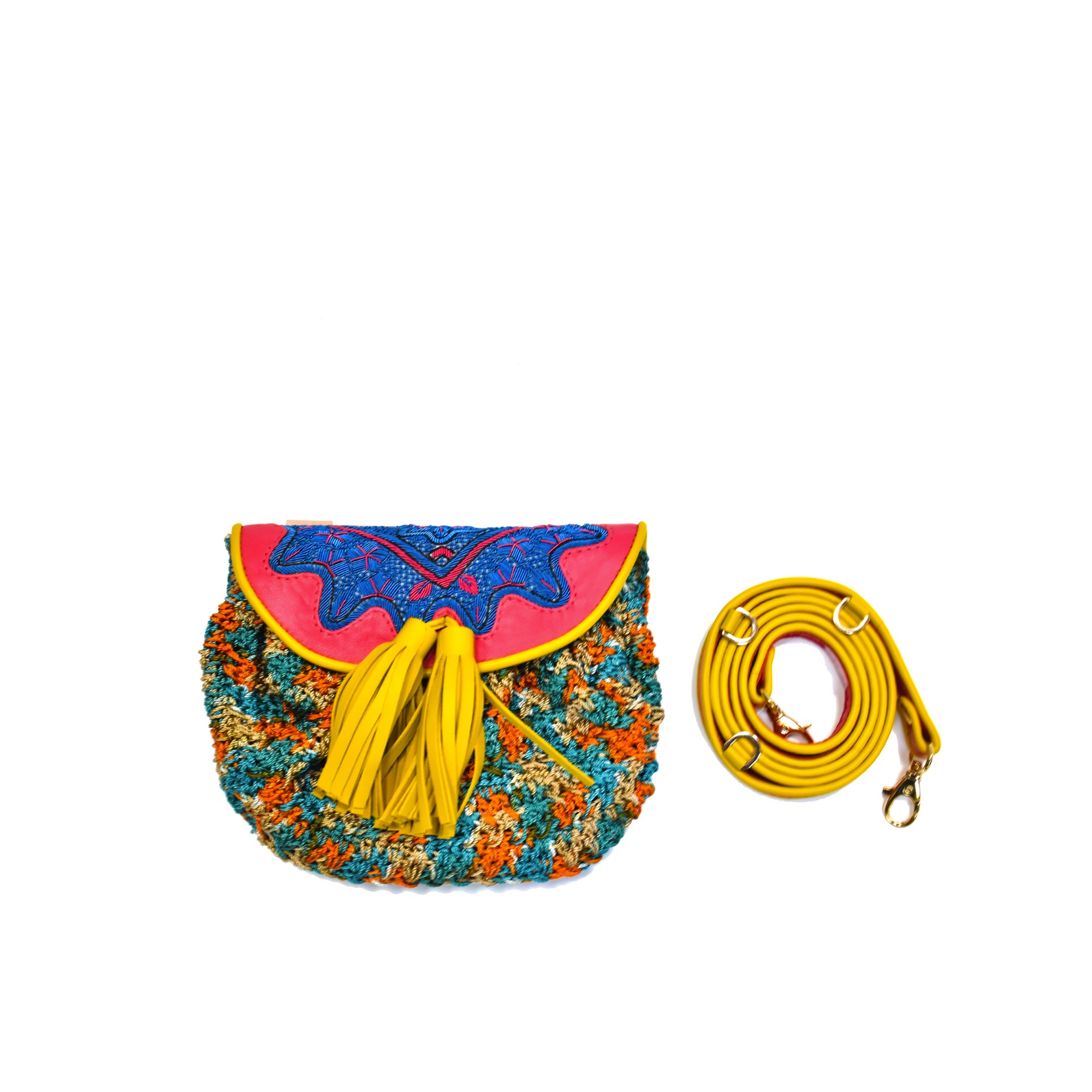 Meher Kakalia MINI ACCORDION BAG - LEMONADE+CROCHET MULTI/STROMBOLI