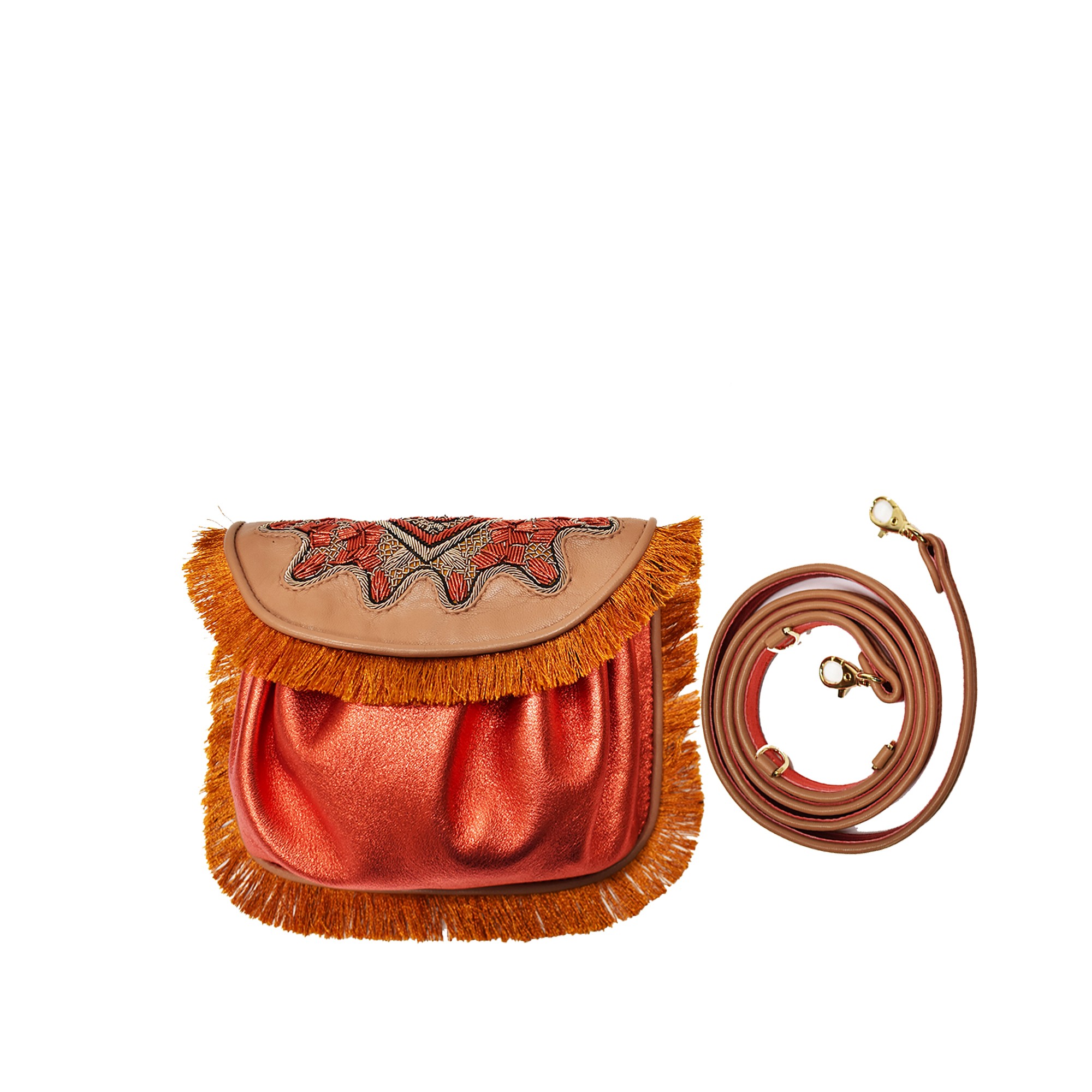 Meher Kakalia MINI ACCORDION BAG+FRINGE - sonic lawren+rusk/orange glitter