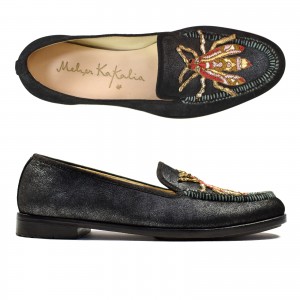 QUEEN RATI MOCCASIN - shiny black-burgundy