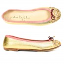 Meher KakaliaHandmade embroidered BIZI Ballet flats in gold nappa leather, eco-friendly, perfect for weddings or special occasions.