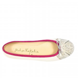 Eco-friendly and handmade white Ballet flats, embroidered for a unique wedding look with luxurious comfort.