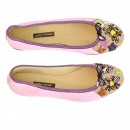 Meher KakaliaQueen Potnia Ballet in pink, hand-embroidered bees and flowers. Eco-friendly and sustainable ballet flat.