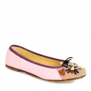 Meher KakaliaHandmade ballet flat in pink with embroidery of bees and flowers. Sustainable luxury by Meher Kakalia.