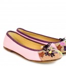 Meher KakaliaPink Ballet flats, luxurious nappa leather with hand-embroidered bees. Sustainable and eco-friendly.