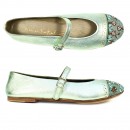 Meher KakaliaHandmade mint green Mary Jane ballet flats with embroidered details. Eco-friendly and stylish for special occasions.