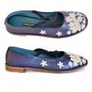 Meher KakaliaJULIETTA FLAT Sonic Sapphire by Meher Kakalia, handmade with shiny leather and floral-inspired embroidery.