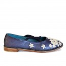 Meher KakaliaJULIETTA FLAT Sonic Sapphire, luxury handmade ballet flats with embroidered details and soft leather.