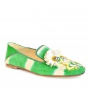 Meher KakaliaHandmade green moccasins with Raffia embroidery and tie-dye leather. Eco-friendly and stylish, perfect for summer.