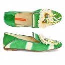 Meher KakaliaMeher Kakalia RIO Moccasin in Kelly Green, handcrafted with eco-friendly Raffia and vibrant tie-dye leather.