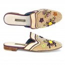 Meher KakaliaMeher Kakalia eco-friendly Potnia Slipper, luxurious hand embroidery with floral motifs. Comfortable and stylish mule.