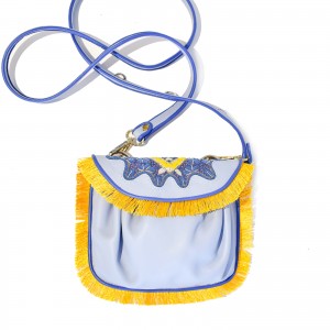 MINI ACCORDION BAG+FRINGE - yacht blue-casablanca