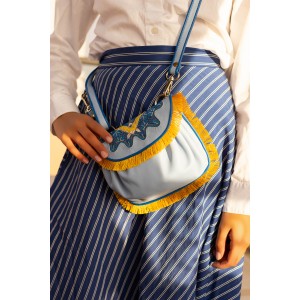 MINI ACCORDION BAG+FRINGE - yacht blue-casablanca