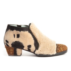 LIGETTI HEEL - shearling+td black beige/khaki