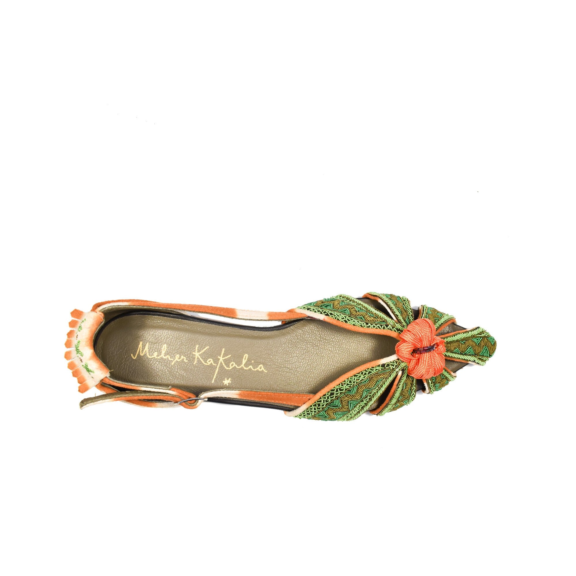 QUEEN DORIS SLINGBACK élégante, brodée à la main avec des détails en cuir, idéale pour, les soirées et les événements formels.