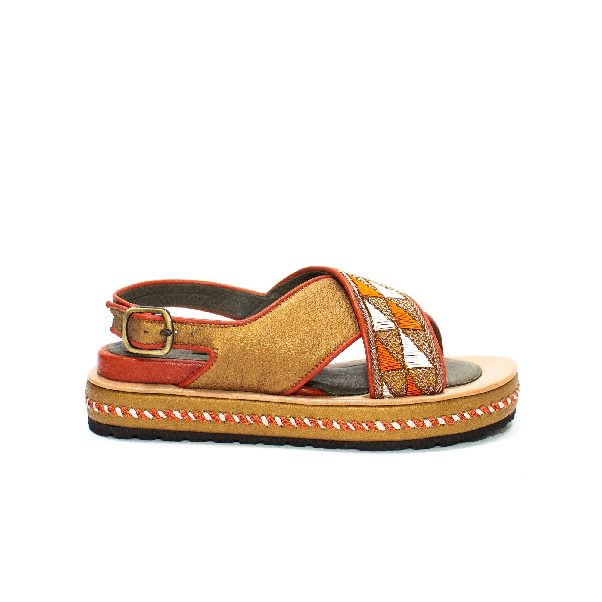 QUEEN GEO BLOCK HEELED SANDAL