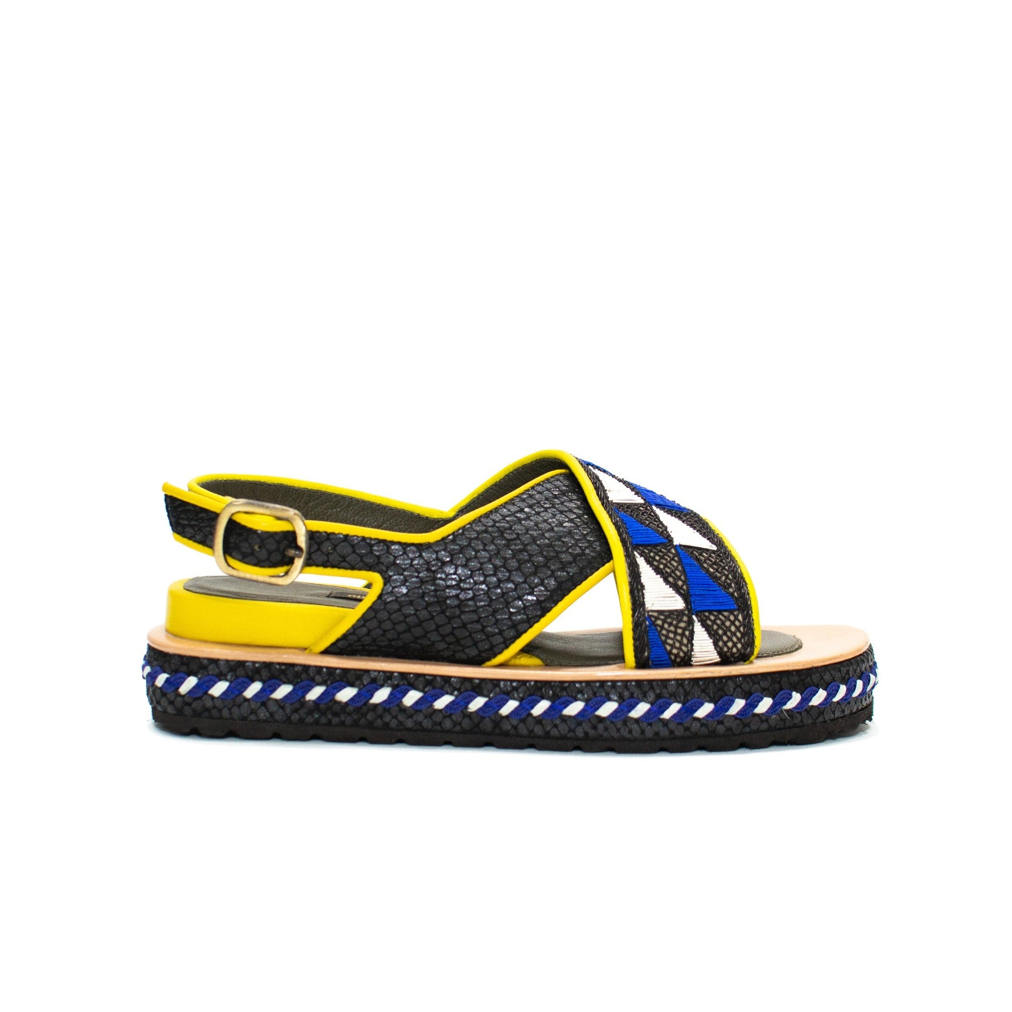 QUEEN GEO BLOCK HEELED SANDAL